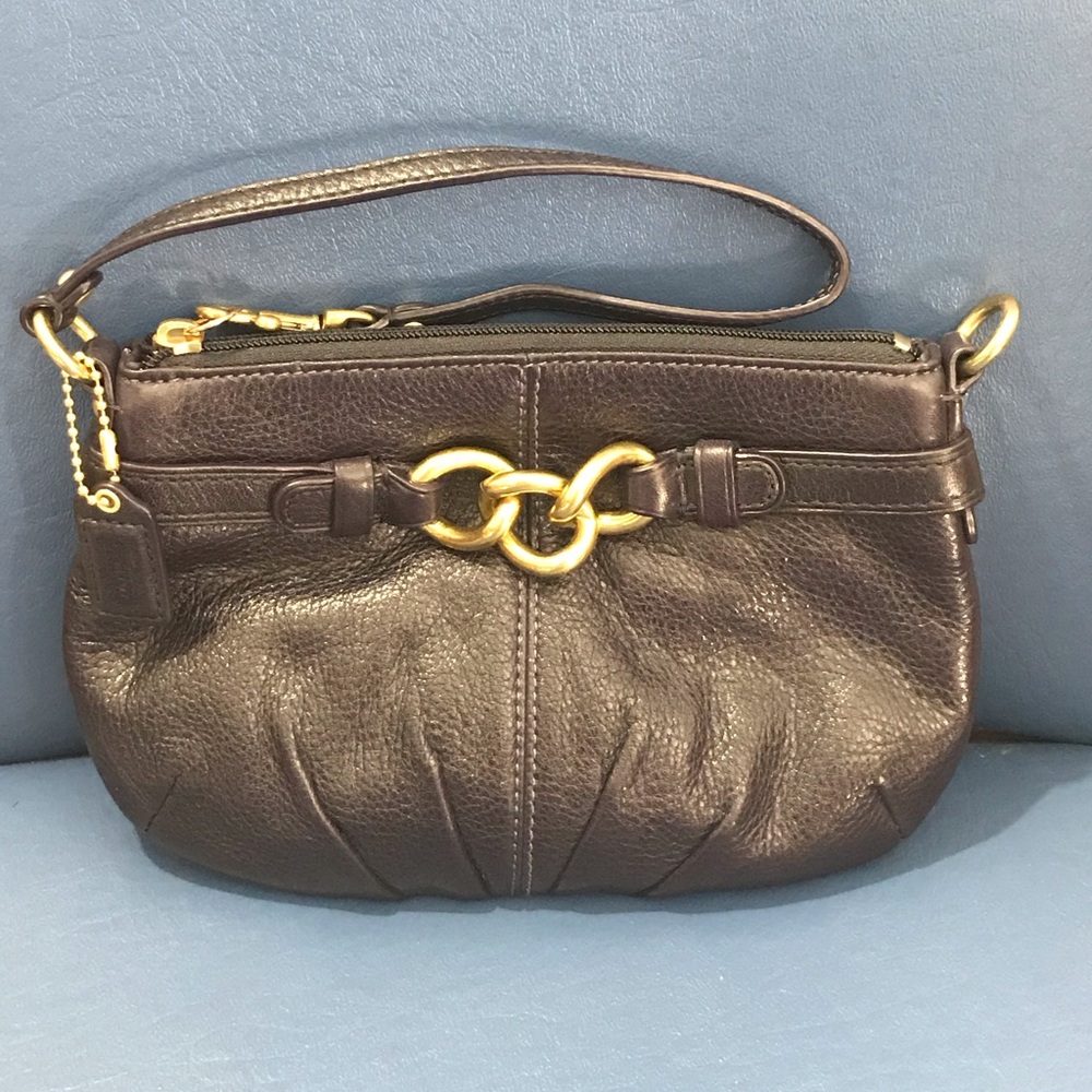 Coach purple leather large wristlet